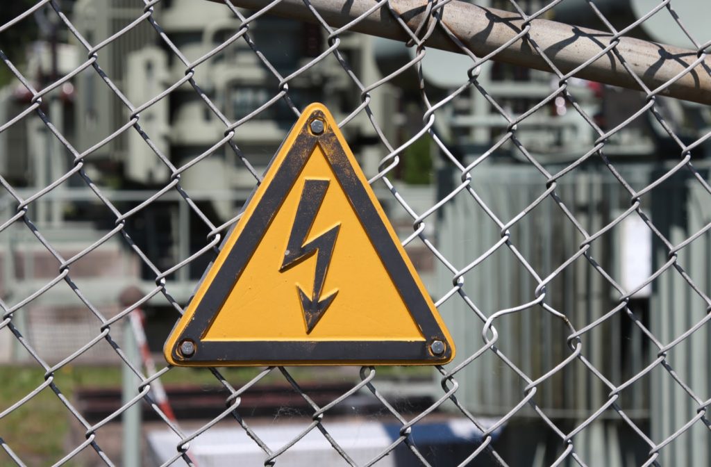 Safety signs showing electrical shock warning